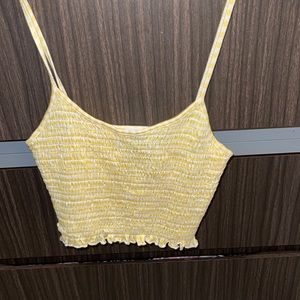 yellow striped crop top